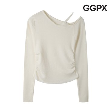 GGPX 웨이스트 셔링 오프숄더 슬릿 티셔츠 (GP3TS021F)