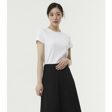 플라스틱아일랜드 [BEIGE]슬림 골지 반팔 티셔츠 (PR7CH303)