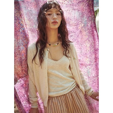 플랫웨이브 인 서울 Pale Linen Round Cardigan Ecru