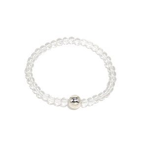 Natural Crystal Ball Silver Bracelet Ib284 [Silver]