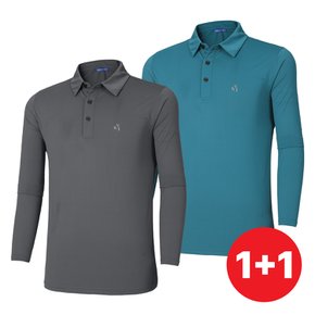1+1 김영주골프 남성 에어리움 데일리 캐주얼 스포츠웨어 카라 긴팔 티셔츠(M7OPST57)