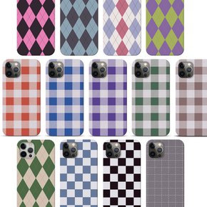 갤럭시S24 플러스 울트라 A34 그리드 체커보드 체크 무늬 아가일 패턴 슬림 하드 휴대폰 케이스