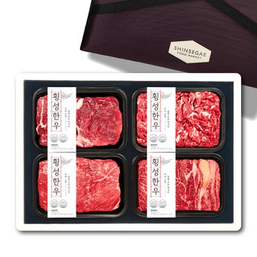 온세담 [9/22일 순차출고][횡성한우] 명품로스구이+정육혼합 1등급세트1.6kg(꽃등심/국거리/불고기/장조림 각400g)_신세계보냉가방