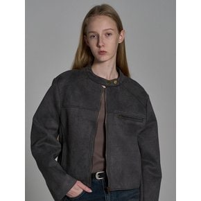 Suede Zip-up Jacket_Charcoal