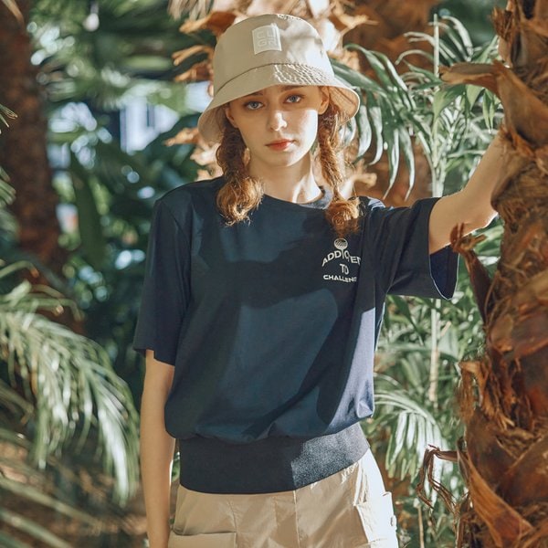 [부산점] 실키냉감 블루종 여성 라운드 반팔티셔츠 블랙_CHD2WST0632BK