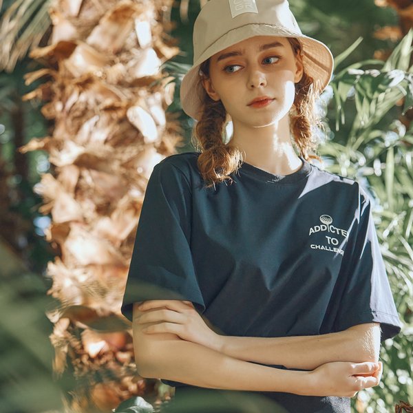 [부산점] 실키냉감 블루종 여성 라운드 반팔티셔츠 블랙_CHD2WST0632BK