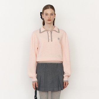 로라로라 LOGO COLLAR WOOL KNIT PINK