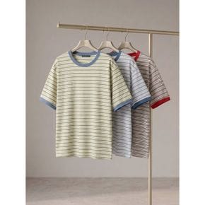단가라 배색 루즈핏 반팔 티셔츠 DQ2LW011A_P420051546