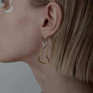 서림아트 [Line Art] Two-Tone Drop Line Earring