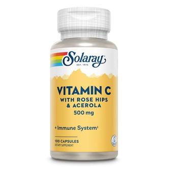 솔라레이 [해외직구] 솔라레이 비타민C 로즈힙 아세로라 500mg 100캡슐 Solaray Vitamin C 500 mg 100 Capsules