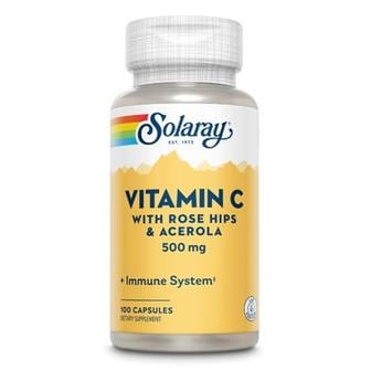 솔라레이 [해외직구] 솔라레이 비타민C 로즈힙 아세로라 500mg 100캡슐 Solaray Vitamin C 500 mg 100 Capsules