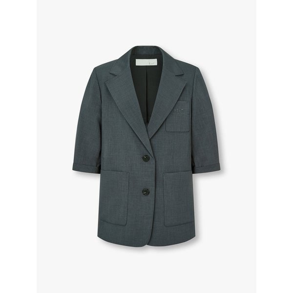 자수 로고 포켓 싱글 자켓_다크 그레이 7225210601