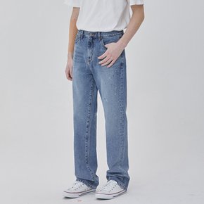 DENIM PAINTING STRAIGHT PANTS INDIGO