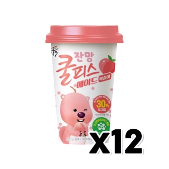  잔망루피 쿨피스에이드 복숭아 컵음료 300ml x 12개