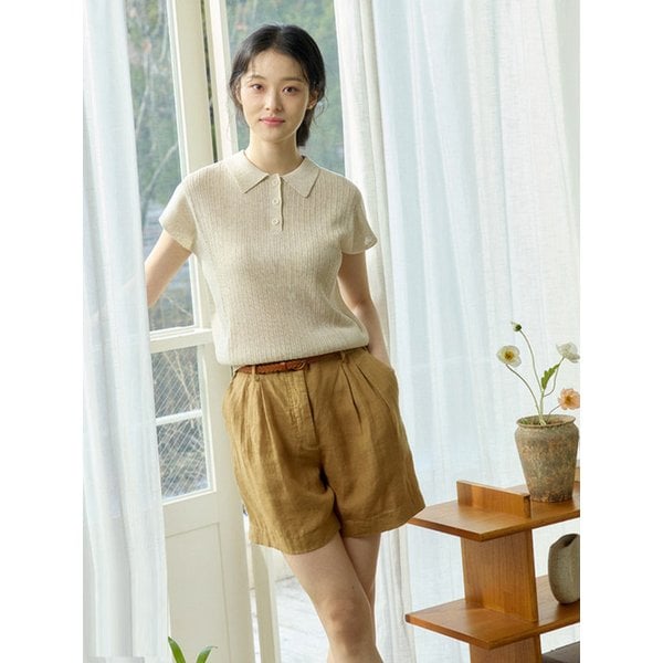 린넨 블렌디드 카라 니트 풀오버 4종택1