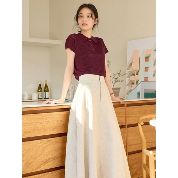 린넨 블렌디드 카라 니트 풀오버 4종택1