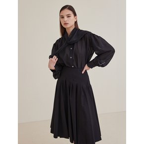 Scarf Tie Dress Shirt- Black