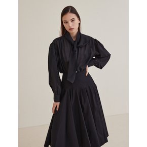 Scarf Tie Dress Shirt- Black