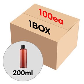 블랙캡 단마개 브라운 200ml 플라스틱 공병 소분병 여행 화장품용기 (1BOX 100개)