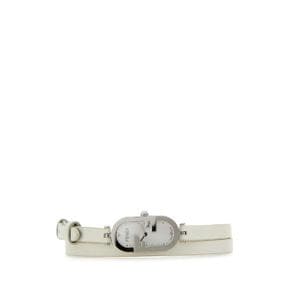 White leather O Lock Vertical watch WHITE