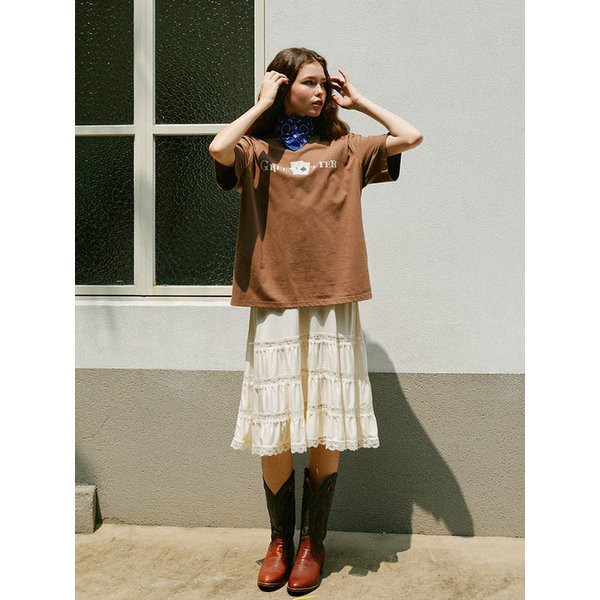 Shirring Lace Slip dress (Cream)
