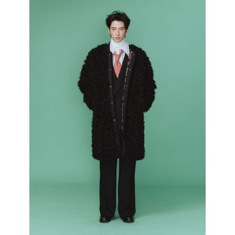 뮌 FAUX FUR CORDUROY LINE SINGLE COAT