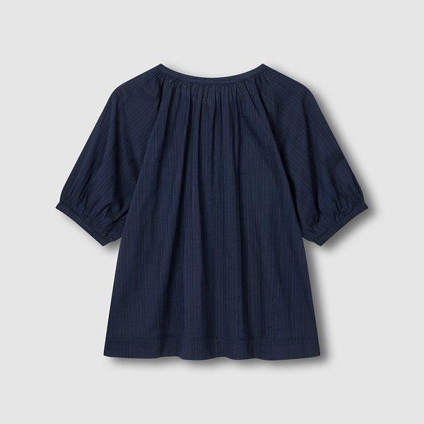 여 도비 벌룬 반팔 파자마 셔츠 J206201066056