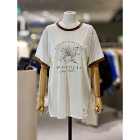 배색 플라워그래픽 반팔 티셔츠NJ3TS808