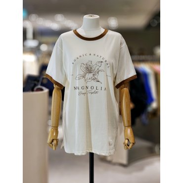 파프리카 배색 플라워그래픽 반팔 티셔츠NJ3TS808