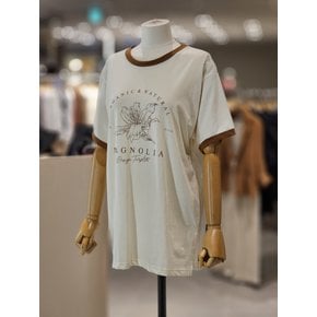 배색 플라워그래픽 반팔 티셔츠NJ3TS808