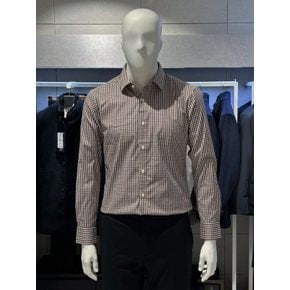 남자 기본핏 브라운체크 이지케어 데일리 긴팔 드레스셔츠 남성 캐주얼 셔츠