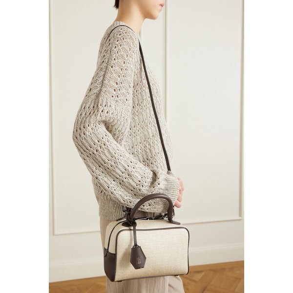 브루넬로쿠치넬리 가죽 트리밍 라피아 미니 숄더백 46376663163006703