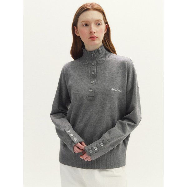 마리 루즈핏 버튼 터틀넥 니트(MAFDKN21MGY)