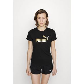 2608974 Puma 푸마 ESS+ 메탈릭 로고 - 프린트 티셔츠 블랙/골드 호일