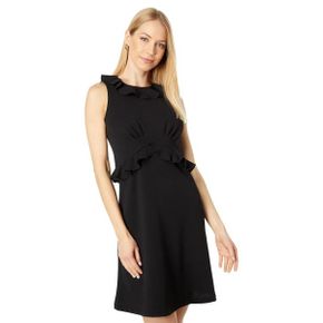 3709972 Tommy Hilfiger Sleeveless Scuba Crepe Ruffle Detail Peplum Dress