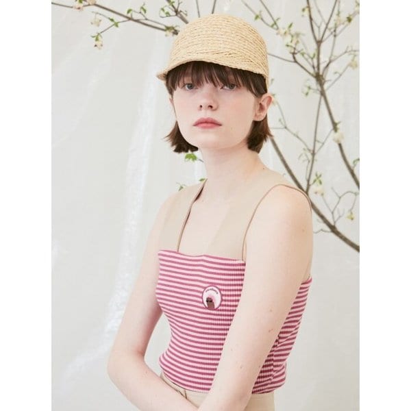 Stripe cross back top [pink,yellow,black]