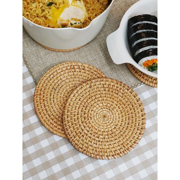 원형 라탄 코스터 13cm 냄비받침 컵받침 화분받침