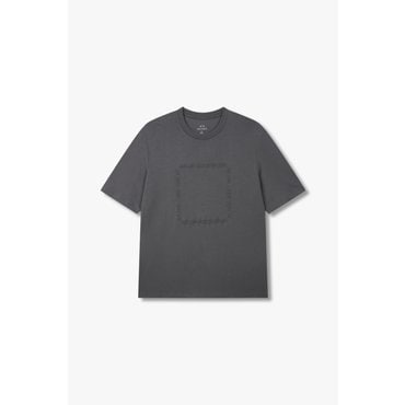 ARMANI EXCHANGE AX남성 엠보싱 스퀘어 로고 티셔츠A414330021다크그레이