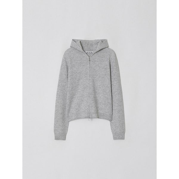 WOOL HOODY ZIP-UP CARDIGAN (GREY)