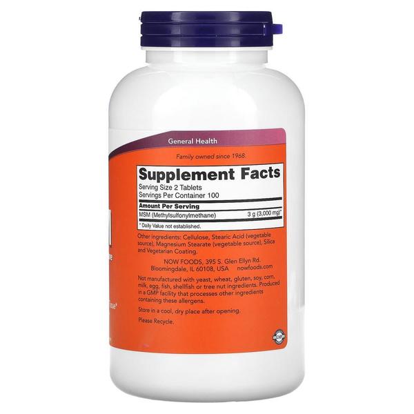 [해외직구] NOW Foods 나우푸드 MSM 1500mg 200타블렛