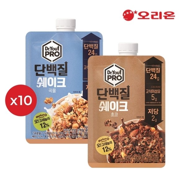 오리온 닥터유PRO 단백질쉐이크 곡물 5P (210g) 2개 + 초코 5P (210g) 2개