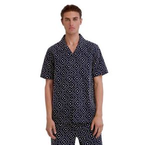 칼라거펠트 맨즈 엠브로이더드 다이아몬드 Button-Down 셔츠 - 네이비 26601916 1387499