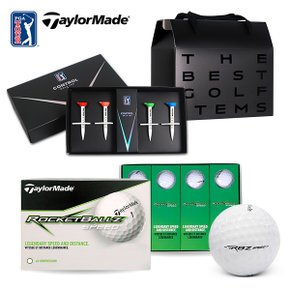 [골프 선물세트] 로켓볼즈 스피드 골프공+ 높낮이 골프티 4P+쇼핑백 증정