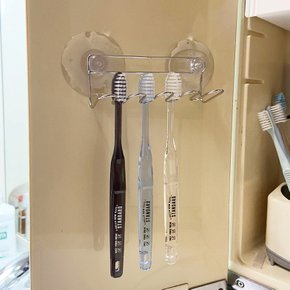 큐어 스텐 욕실 무타공 공중부양 칫솔 걸이 면도기 꽂이 거치대 흡착 홀더