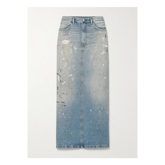 아크네스튜디오 페인트 스플래터드 데님 맥시 스커트 블루 1647597325241511