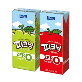  피크닉 제로 청포도 200ml 24팩 + 사과 200ml 24팩