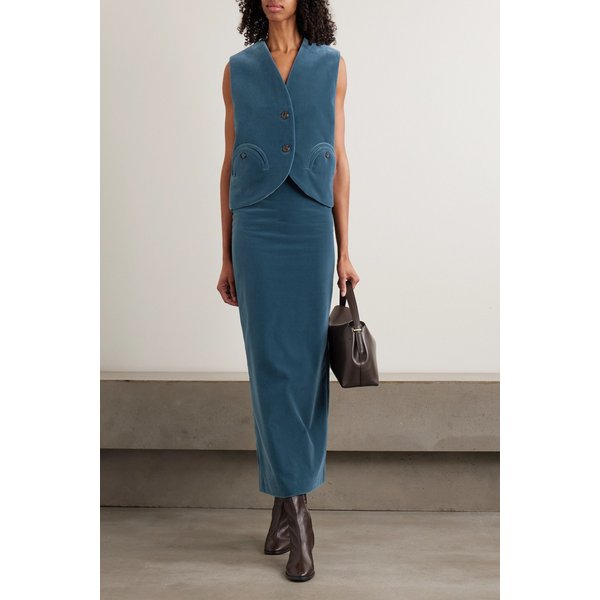 블레이즈밀라노 질투 석세스 코튼 벨벳 미디 스커트 블루 46376663162986913