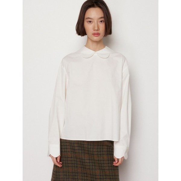 [3차] 플라워 카라 루즈핏 셔츠 - 화이트