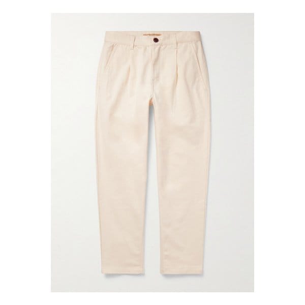 프리즘웍스 호워스 테이퍼드 크롭 플리츠 코튼 트윌 팬츠 1647597344065629