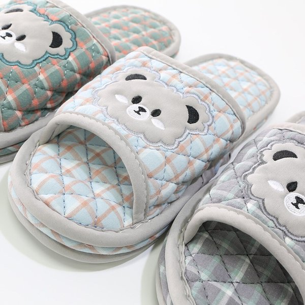 2종세트 층간소음 방지 미끄럼방지 푹신한 남자 3중쿠션 거실 면 퀼트 실내화